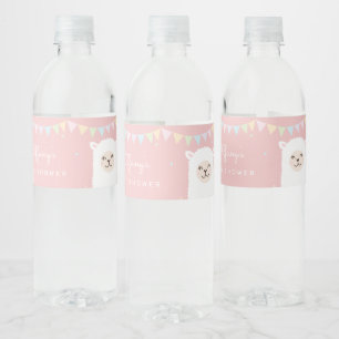 Etiqueta Para Botella De Agua Sencillo elegante Alpaca Llama Chica Baby Shower