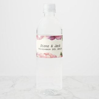 Etiqueta Para Botella De Agua Shabby Pink Rose