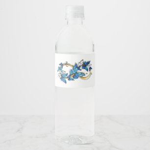 Etiqueta Para Botella De Agua Símbolo infinito de mariposas Morpho azules