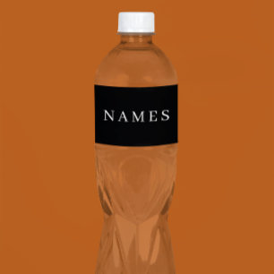 Etiqueta Para Botella De Agua Simple Negro Personalizado Agrega Tu Nombre Elegan