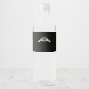 Etiqueta Para Botella De Agua Skeleton Spider Heart