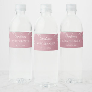 Etiqueta Para Botella De Agua Snowflake Winter Wonderland Baby Shower Pink