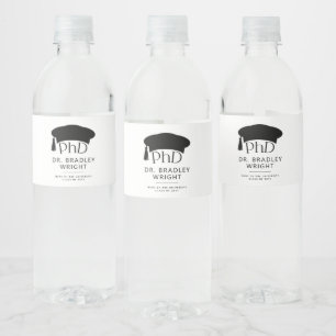 Etiqueta Para Botella De Agua Sombrero doctoral de doctorado personalizado Gradu