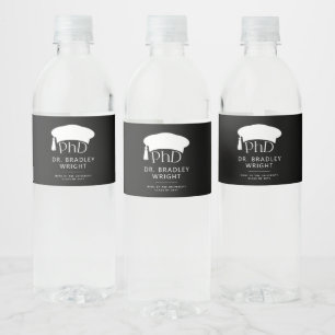 Etiqueta Para Botella De Agua Sombrero doctoral de doctorado personalizado Gradu