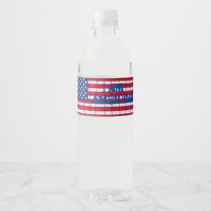 Etiqueta Para Botella De Agua SOY bandera roja y azul AMERICANA del mosaico de