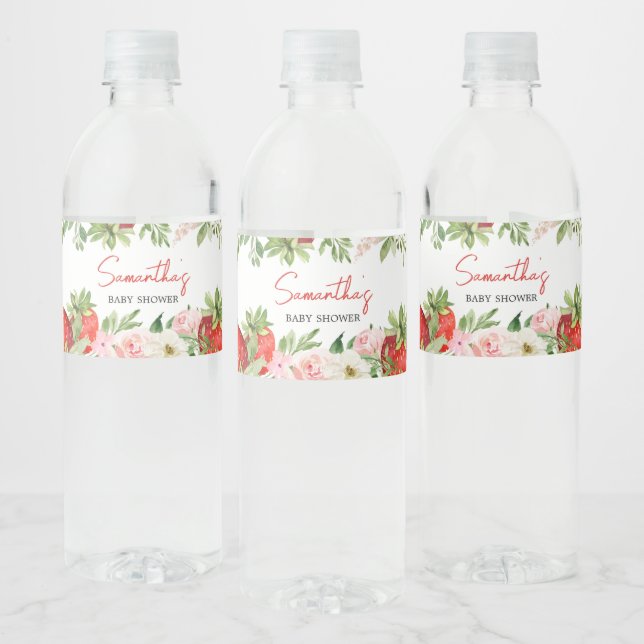 Etiqueta Para Botella De Agua Strawberry Baby Shower (Botellas)