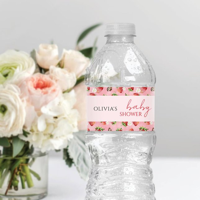Etiqueta Para Botella De Agua Strawberry Baby Shower (Subido por el creador)