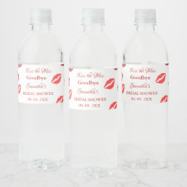 Etiqueta Para Botella De Agua Stylish  Kiss Miss Goodbye Red Lips Bridal Shower