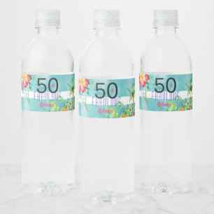 Etiqueta Para Botella De Agua Su 50 y fabuloso cumpleaños número 50 de la flor