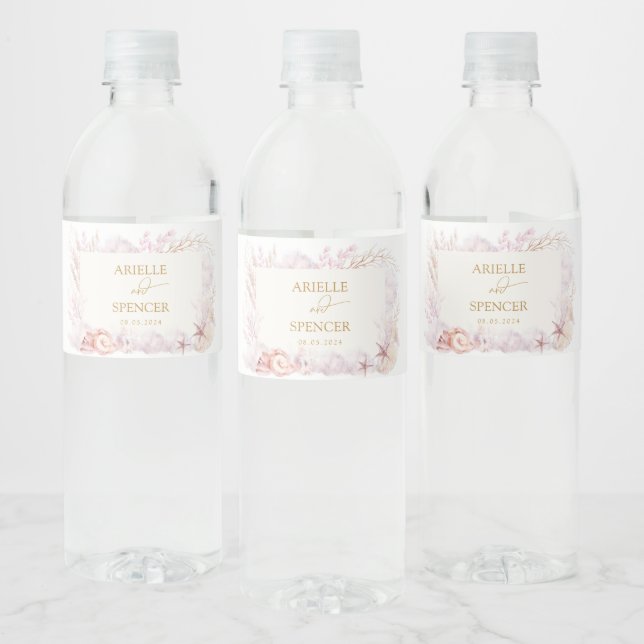 Etiqueta Para Botella De Agua Suave océano pastel bajo los favores de la boda ma (Botellas)