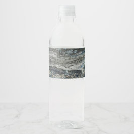 Etiqueta Para Botella De Agua Sueños de la pintura abstracta del Océano 20, gris