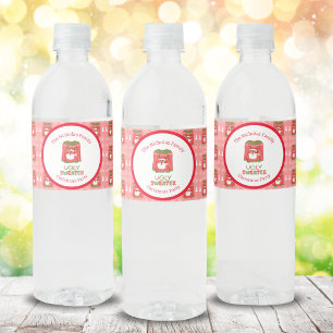 Etiqueta Para Botella De Agua Suéter Feo Fiesta Divertida de Reno de Navidad