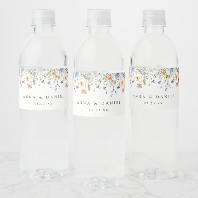 Etiqueta Para Botella De Agua Summer Wildflower Garden Wedding (Botellas)