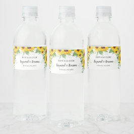 Etiqueta Para Botella De Agua Sunflowers Greenery Bridal Shower Boda