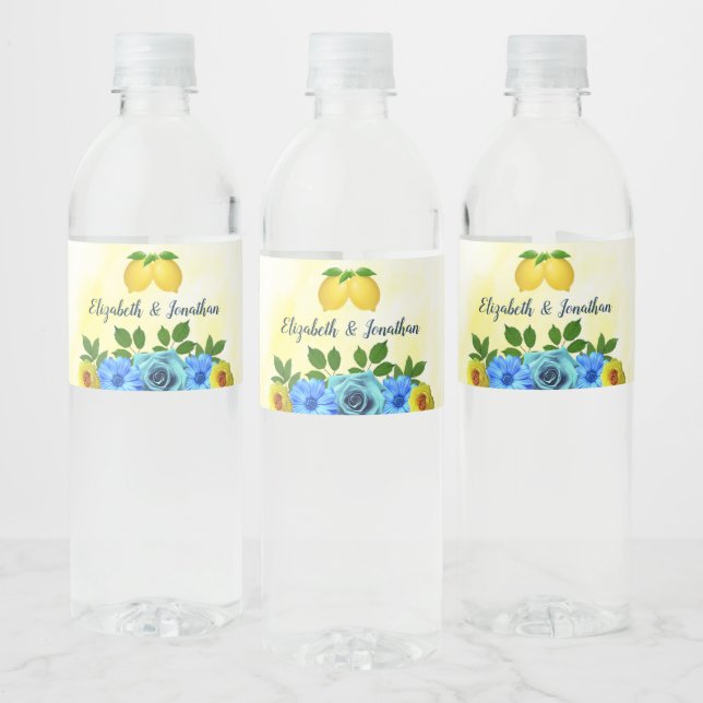 Etiqueta Para Botella De Agua Sunny Lemon Floral Boda (Botellas)