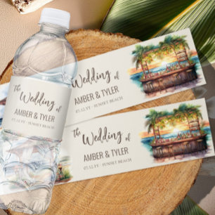 Etiqueta Para Botella De Agua Sunset Beach Wedding Personalizado