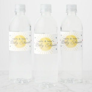 Etiqueta Para Botella De Agua Sunshine Baby Shower Género Neutral acuarela
