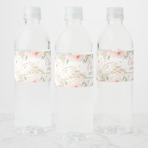 Etiqueta Para Botella De Agua Swan Rubor Floral Baby Shower Birthday Party