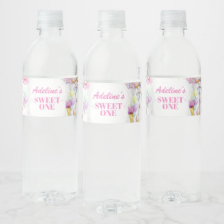Etiqueta Para Botella De Agua Sweet One First Birthday Photo Water Bottle Label