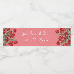 Etiqueta Para Botella De Agua Sweet Shower Spring red roses Wedding