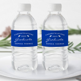 Etiqueta Para Botella De Agua Tapa de graduación de guión azul blanco 2026
