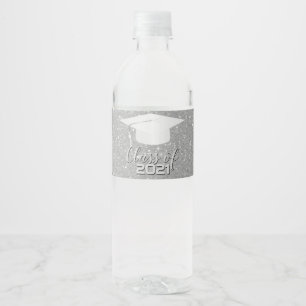 Etiqueta Para Botella De Agua Tapón de graduación - Clase de 20XX - Purpurina 