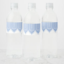 Etiqueta Para Botella De Agua Tatreez Palestino Imprimir En Azul
