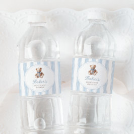 Etiqueta Para Botella De Agua Teddy Bear Blue