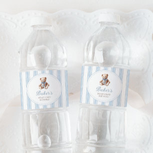 Etiqueta Para Botella De Agua Teddy Bear Blue