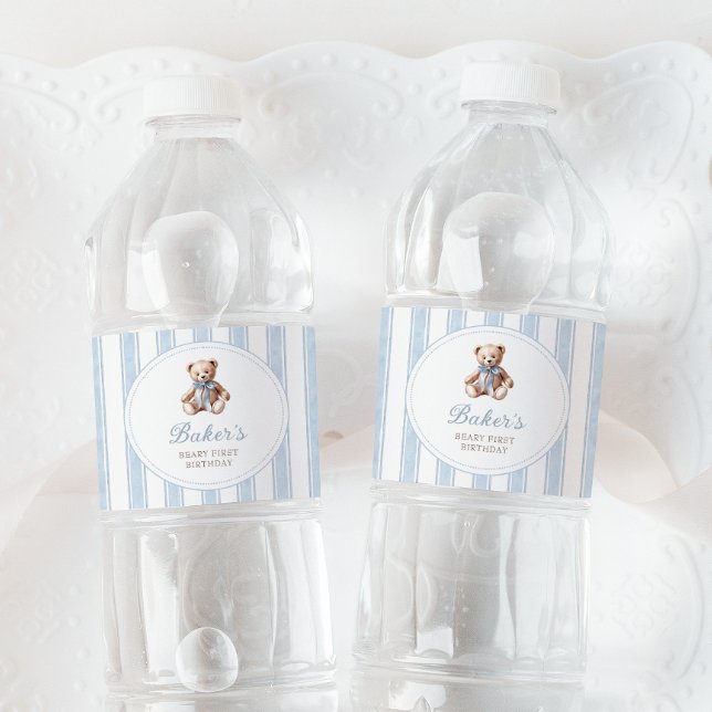 Etiqueta Para Botella De Agua Teddy Bear Blue (Subido por el creador)