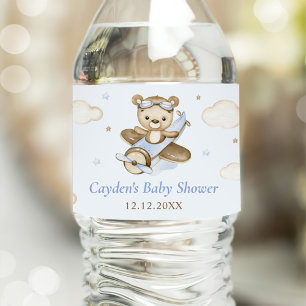 Etiqueta Para Botella De Agua Teddy Bear Boy Bearly Wait Baby Shower