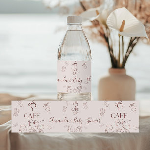 Etiqueta Para Botella De Agua Tema de café Café Beige Bebe Bebé en camino Baby S