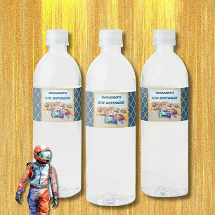 Etiqueta Para Botella De Agua Tema de la Carreras automática del niño V fiesta d