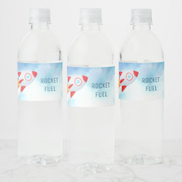 Etiqueta Para Botella De Agua Tema espacial Cohete del espacio ultraterrestre Pr