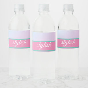 Etiqueta Para Botella De Agua Tendencias Contemporáneas Verde Azul Rosa