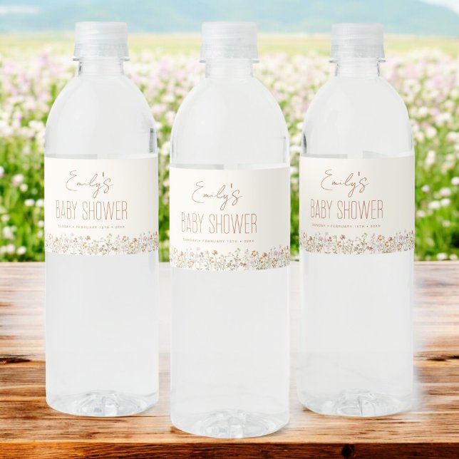 Etiqueta Para Botella De Agua Terracotta Flor Silvestre Boho Baby Shower En Bloo (Subido por el creador)
