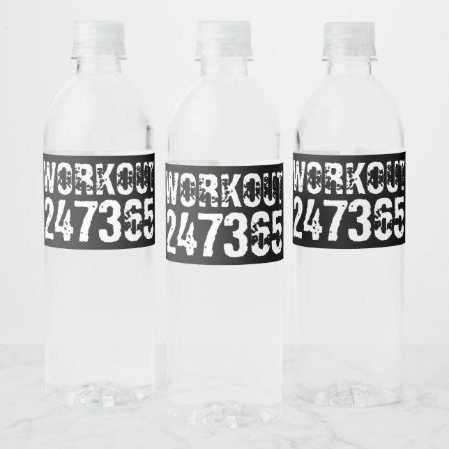 Etiqueta Para Botella De Agua Texto grabado y desgastado Workout 247365 white (Botellas)
