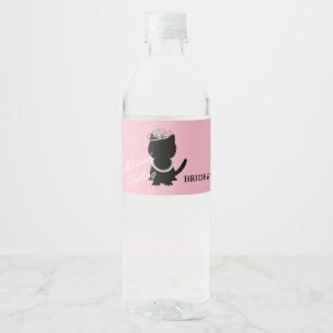 Etiqueta Para Botella De Agua Tiara Fiesta Cat Pink