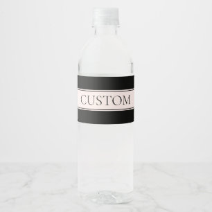 Etiqueta Para Botella De Agua Tono Rosa Suave Raya y Texto Editable Elegante