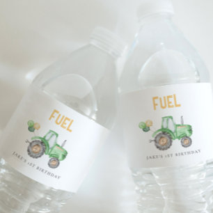 Etiqueta Para Botella De Agua Tractor verde