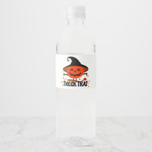 Etiqueta Para Botella De Agua Treck Trat Pumpkin Sonriente