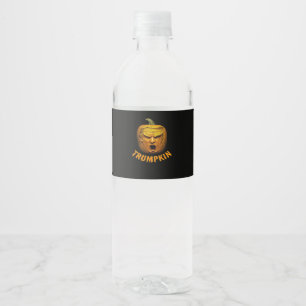 Etiqueta Para Botella De Agua Trumpkin - Funny Donald Pumpkin Halloween Classic