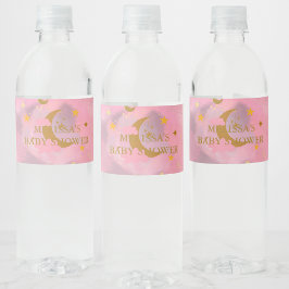 Etiqueta Para Botella De Agua Twinkle Twinkle Personalizado Rosa Estrella Pequeñ