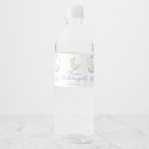 Etiqueta Para Botella De Agua Un arco azul de ganso tonto cresta Cumpleaños vint