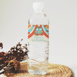 Etiqueta Para Botella De Agua Un arcoiris retro groovy primer cumpleaños