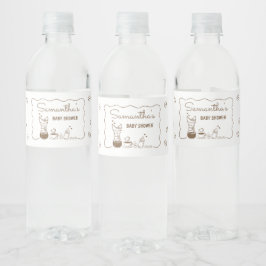 Etiqueta Para Botella De Agua Un bebé está preparando café Baby Shower 