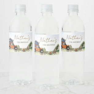 Etiqueta Para Botella De Agua Un Feliz Cumpleaños de Camping