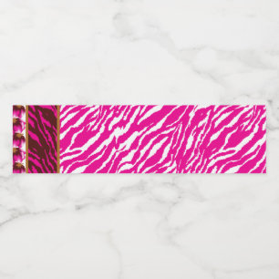 Etiqueta Para Botella De Agua Un intrincado patrón floral en rosa y blanco, arte