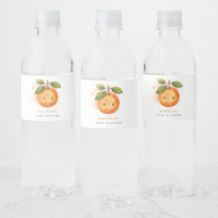 Etiqueta Para Botella De Agua Un pequeño Naranja cortiano Clementine Baby Shower