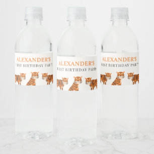 Etiqueta Para Botella De Agua Un tigre lindo de cumpleaños